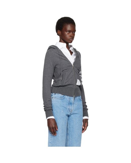 Thom Browne Blue Classic Loopback 4-Bar Zip Hoodie