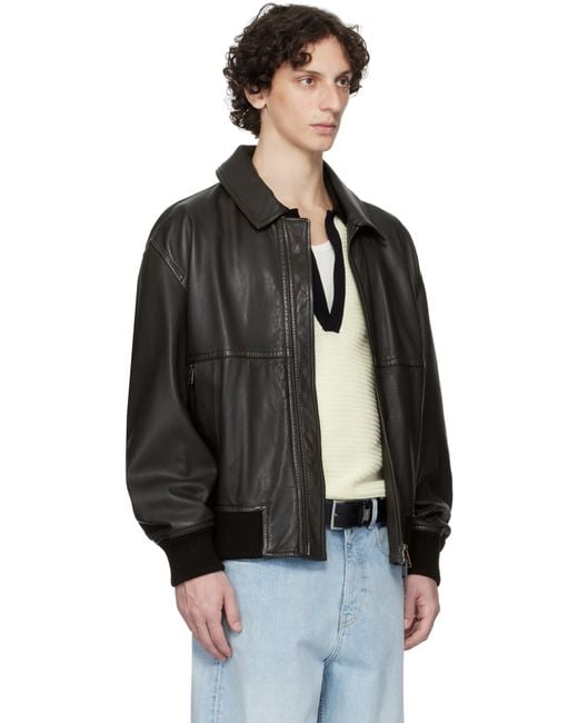 Boss Black Zip Leather Jacket for men
