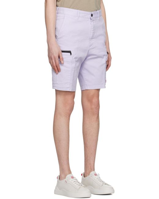 HUGO Pink Purple Patch Cargo Shorts for men