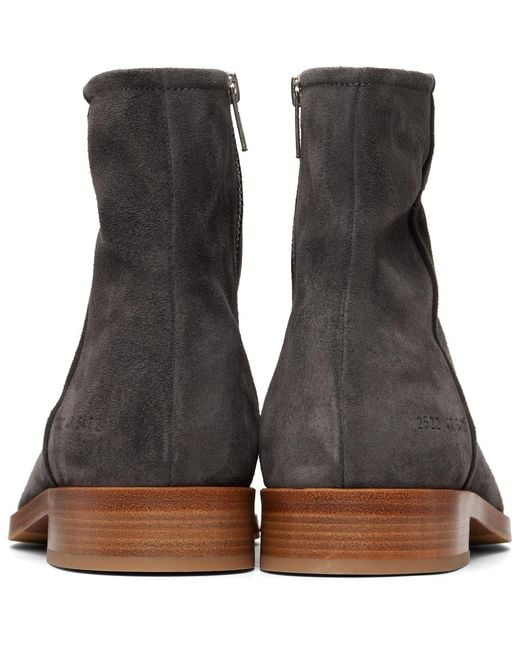 Common Projects Black Zipper Suede Boots for men