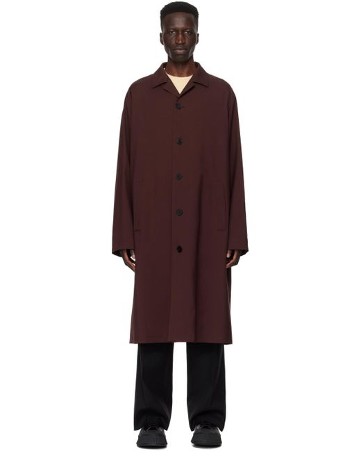 Manteau bourgogne à simple boutonnage Jil Sander pour homme en coloris Black