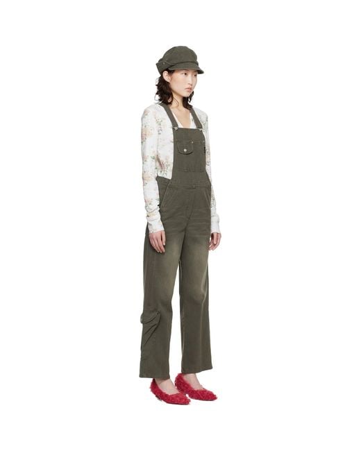 OPEN YY Black Cargo Pocket Cotton Overalls