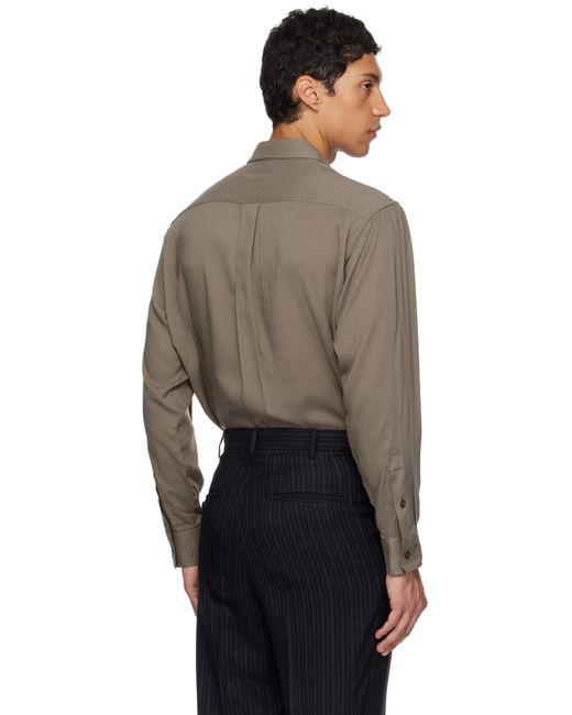 Chemise Kaki En Cellulose À Cols Étagés Et À Fronces Yohji Yamamoto pour homme en coloris Black
