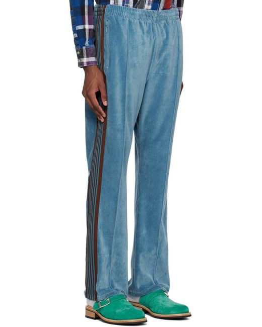 Needles Blue Embroidered Track Pants for men