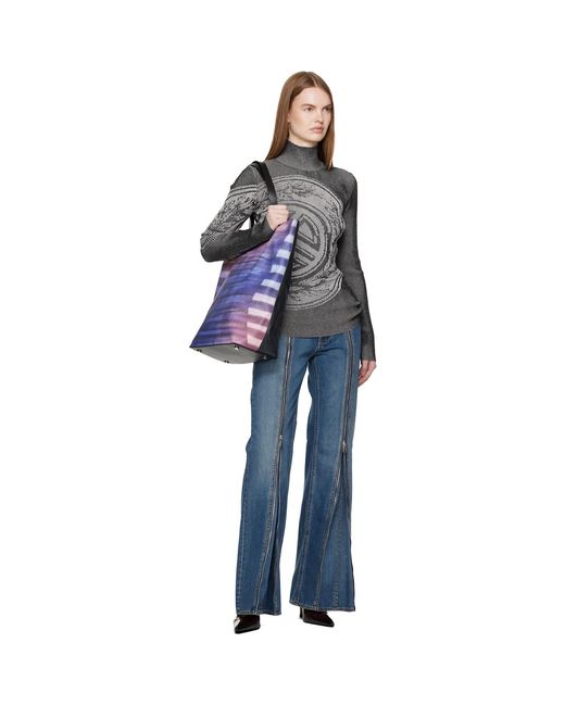 Jean Paul Gaultier Purple Coated Canvas Printed Air Tote