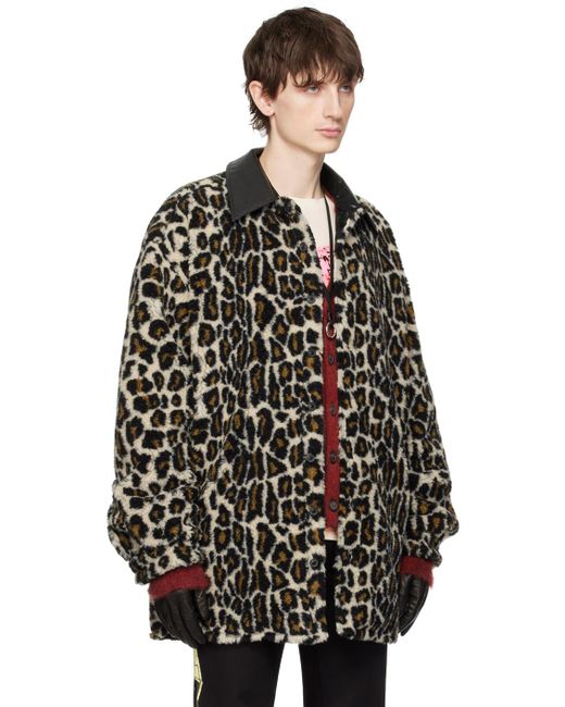Maison Margiela Black & Beige Leopard Print Jacket for men