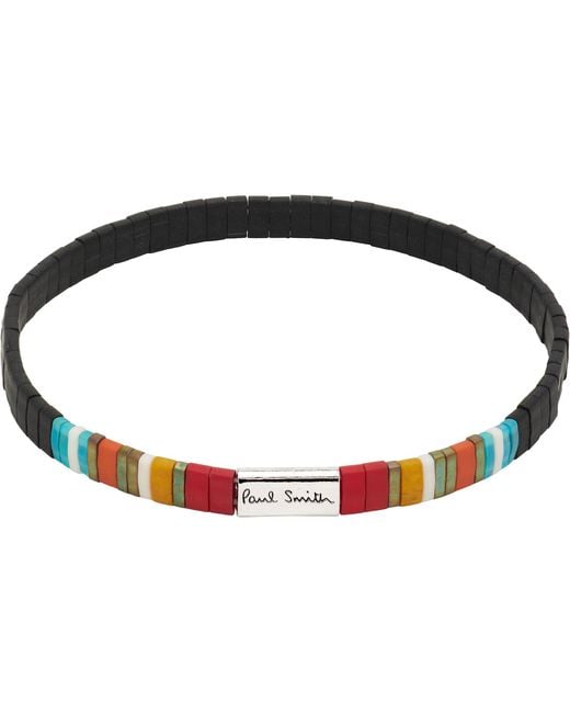 Paul Smith Black Stripe Flat Bead Bracelet for men