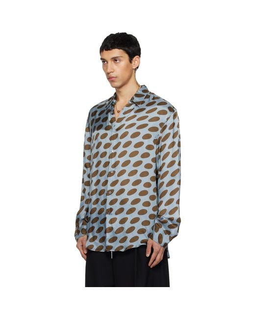 Dries Van Noten Black Polka-Dot Satin Shirt for men