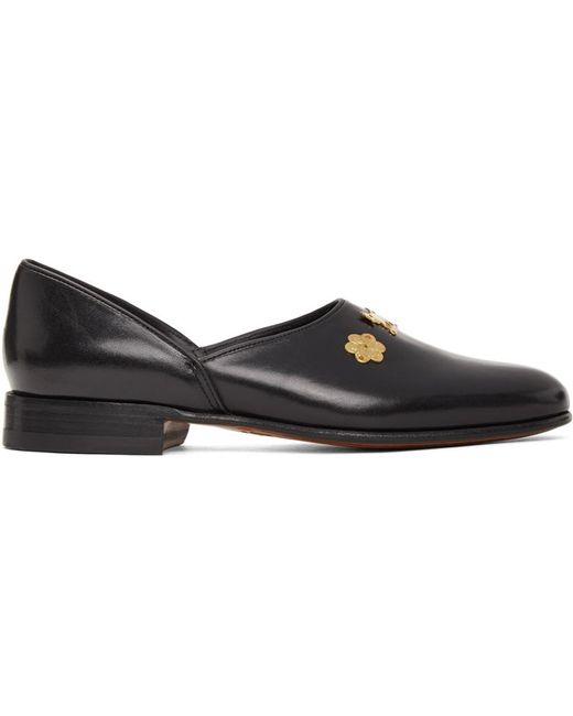 Bode Black Leather House Loafers for men