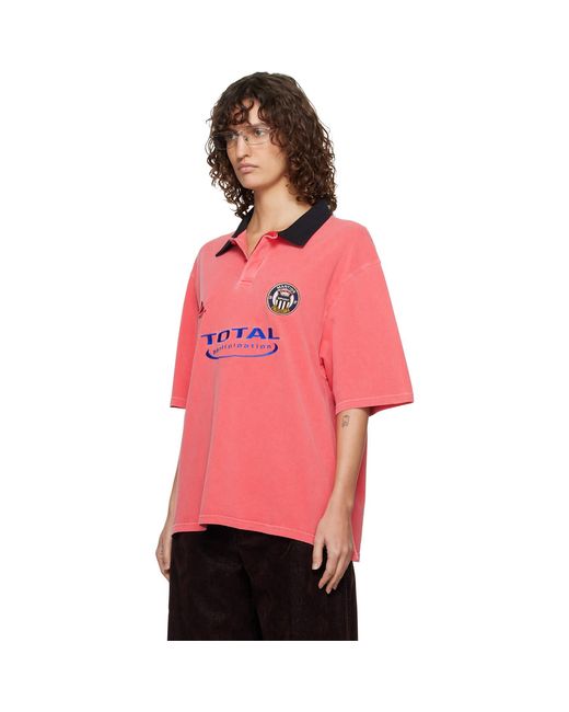 Martine Rose Red Oversized S/S 'Total' Sports Polo
