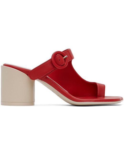 MM6 by Maison Martin Margiela Black Red Buckle Heeled Sandals