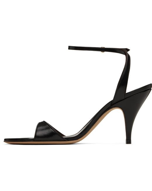 The Row Black Vika Ankle Strap Heeled Sandals