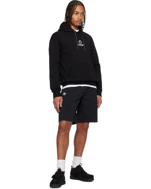 Aape By A Bathing Ape Black 'Aapenow' Moonface Logo Shorts for men