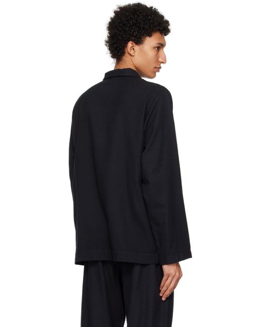 Tekla Black Oversized Pyjama Shirt for men