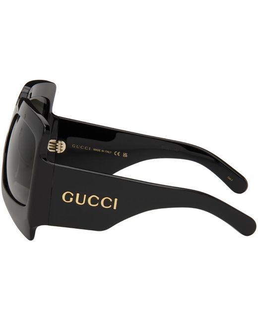 Lunettes de soleil surdimensionnées noires Gucci pour homme en coloris Black