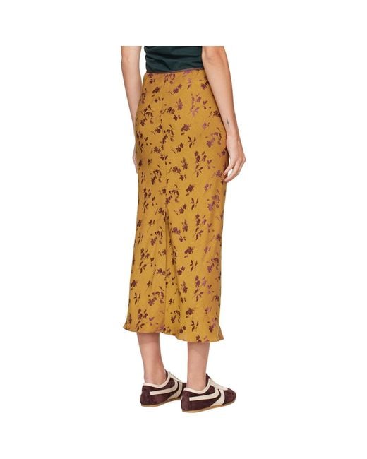 Dries Van Noten Metallic Floral Midi Skirt