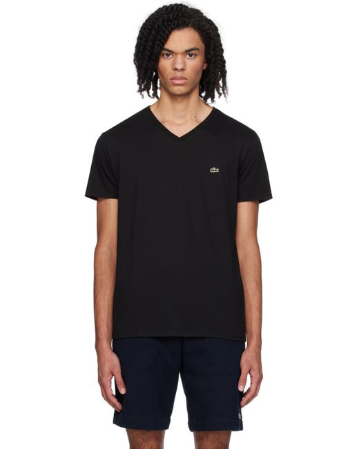 Lacoste Black V-neck T-shirt for men
