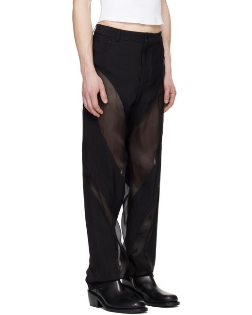Mugler Black Semi-sheer Trousers for men