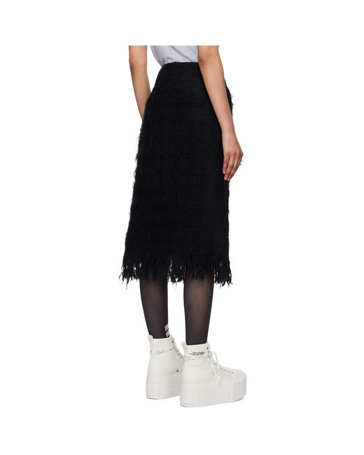 Ashley Williams Black Appliqué Midi Skirt