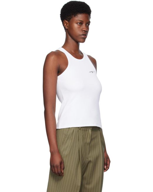MSGM Brown White Embroidered Tank Top