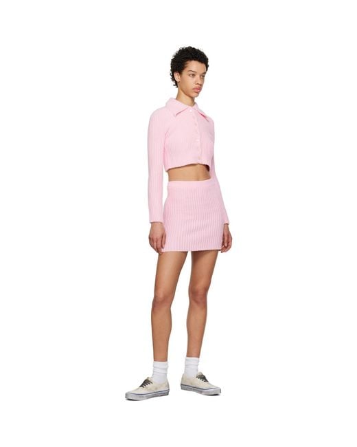 ERL Pink Cheeader Midi Skirt