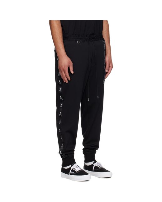 Mastermind Japan Black Skull Tape Jersey Track Pants for men