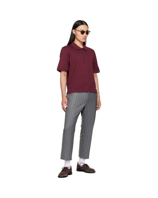 Thom Browne Red 4-Bar Jersey Polo Shirt for men