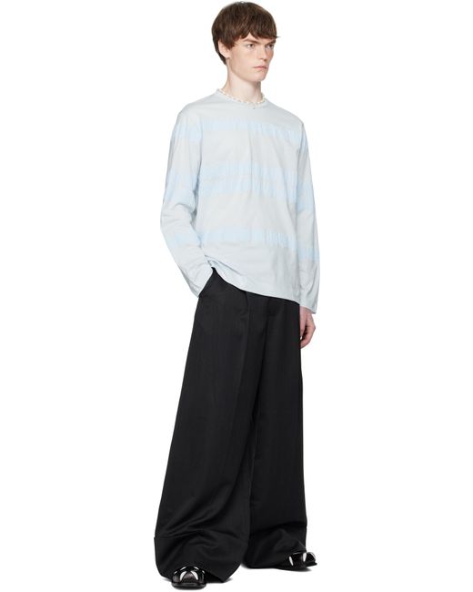 T-Shirt À Manches Longues Bleu À Motif Fleuri Imprimé Simone Rocha pour homme en coloris White