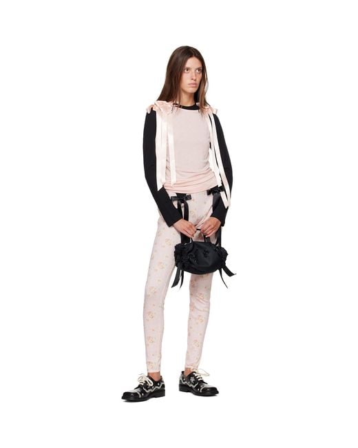 Simone Rocha Pink Pointelle Ruffle Frill Leggings