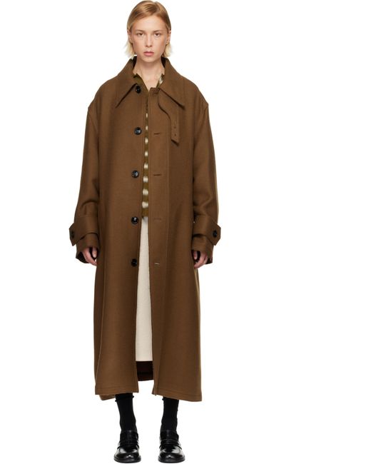 AMI Brown Tan Wool Belted Mac Coat