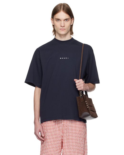 メンズ Marni ネイビー Mini Logo Tシャツ Blue