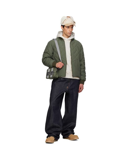 KENZO Green Khaki Paris Weave' Quilted Down Bomber Jacket for men
