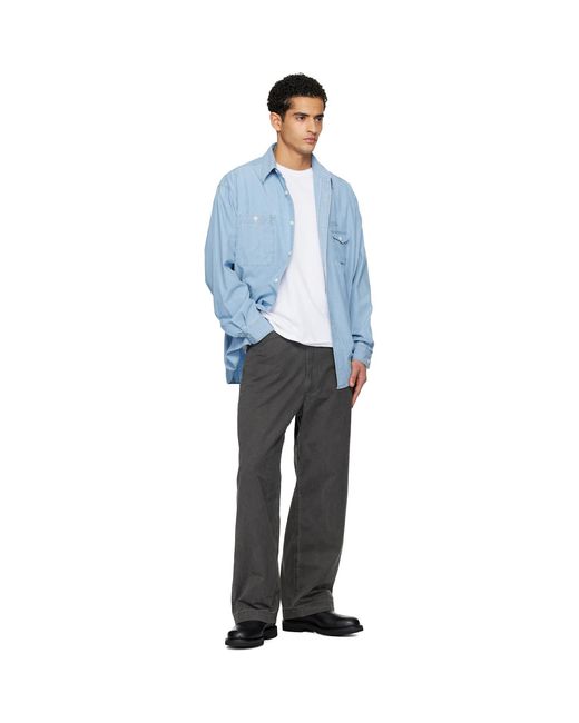 Nanamica Blue Ooal Regular Collar Chambray Shirt for men