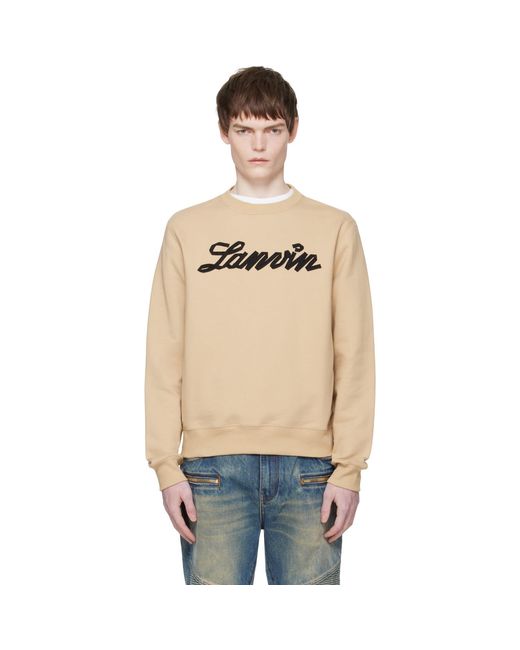 Pull Molletonné Brun Clair À Appliqué À Logo Lanvin pour homme en coloris Blue