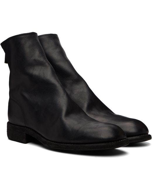 Guidi Black 986 Leather Back Zip Ankle Boots for men