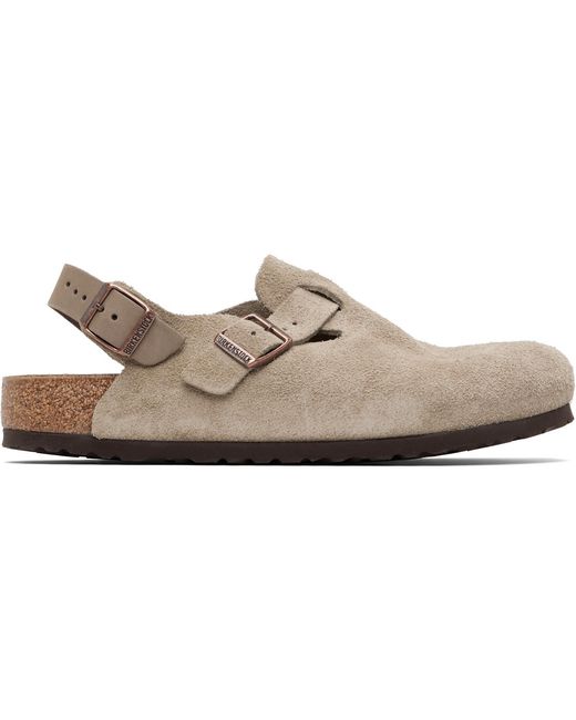 Birkenstock Black Taupe Regular Tokio Slip-On Loafers for men