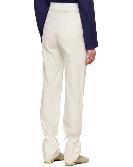 Lemaire White Straight Trousers