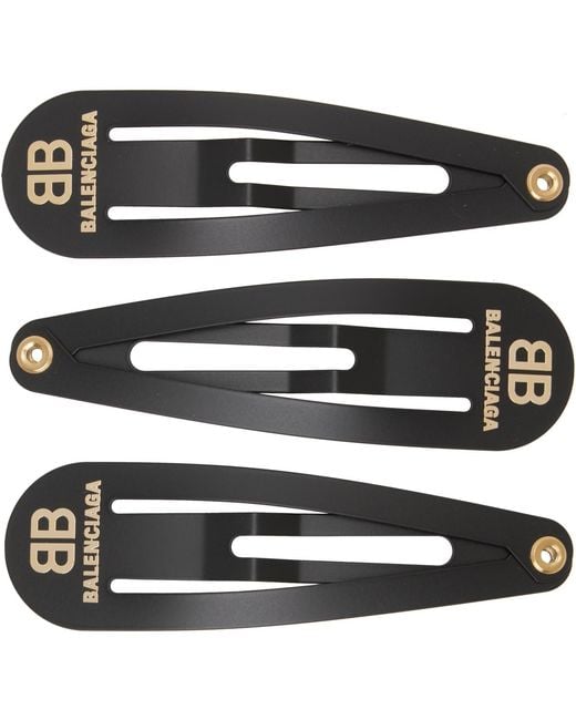Balenciaga Black Three-Pack Hair Clips
