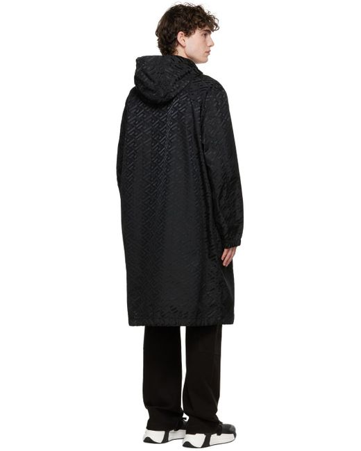 Versace Black La Greca Trench Coat for men