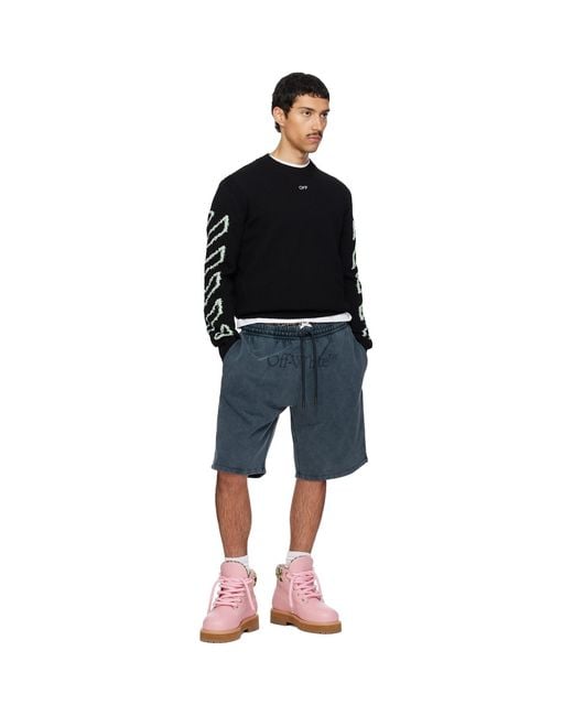 Off-White c/o Virgil Abloh Black Diagonal Outline Knit Crewneck Sweater for men