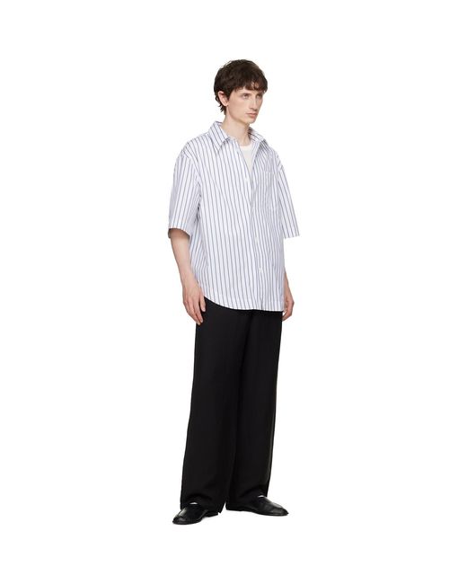 AMI White Striped 'Ami De Coeur' Wide Shirt for men