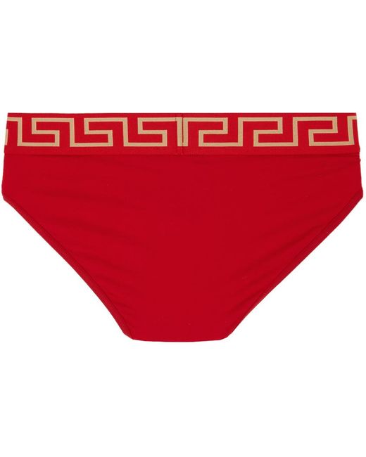 Slip rouge à motif à clé grecque Versace pour homme en coloris Red