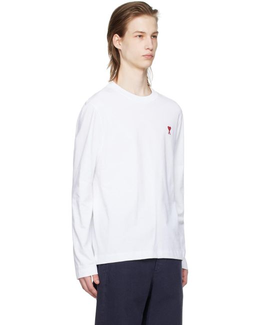 AMI White Ami De Cœur Long Sleeve T-shirt for men