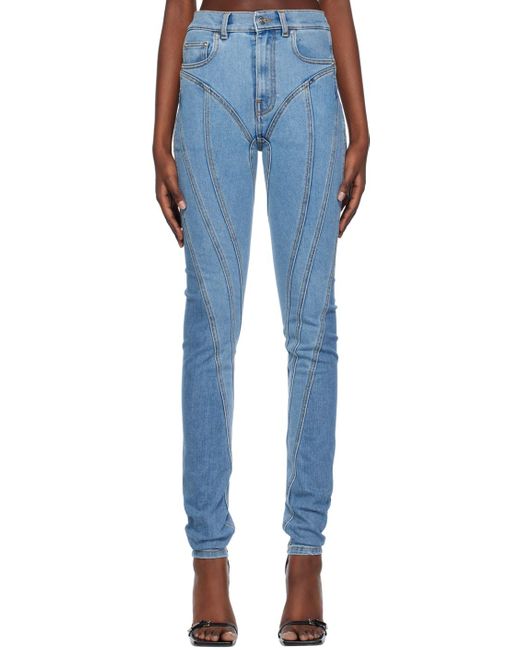 Mugler Blue Spiral Skinny Jeans