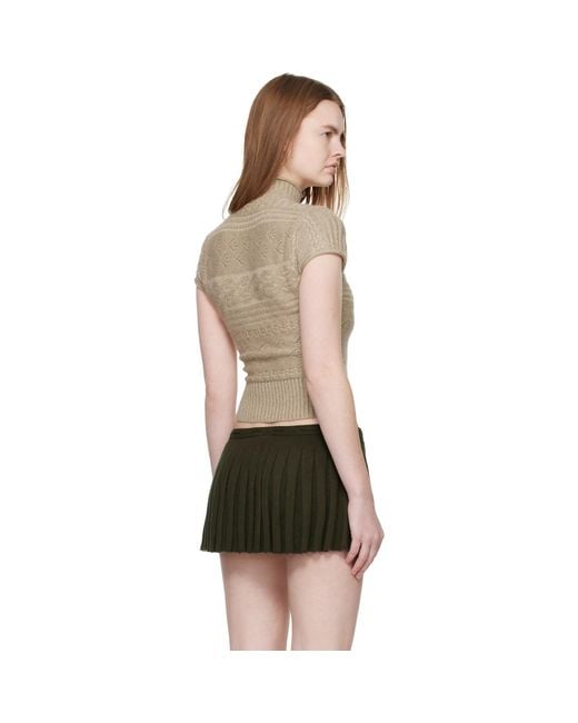 GUIZIO Black Taupe Vivienne Short Sleeve Cable Turtleneck