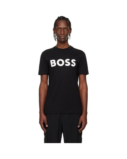 Boss Black Large Logo Print Cotton-Jersey T-Shirt for men