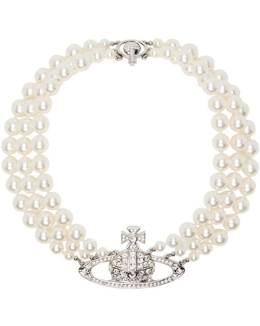 Vivienne Westwood Off- Pearl Bas Relief Choker | Lyst Canada
