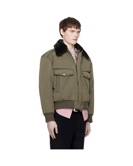 Commission Green Khaki Midtown Nylon Bomber Jacket for men