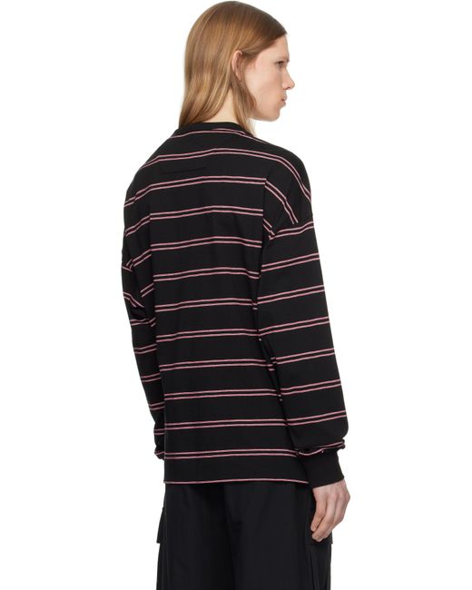 Juun.J Black Pin Stripe Long Sleeve T-Shirt for men