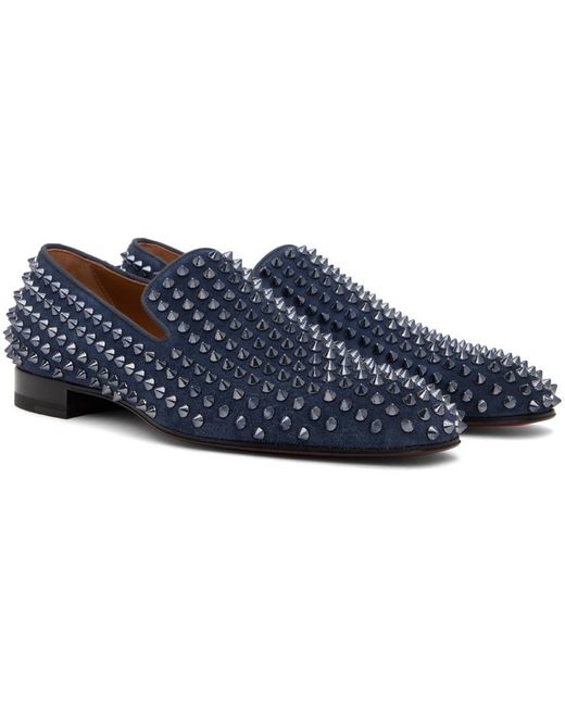 Christian Louboutin Blue Navy Dandelion Spikes Loafers for men